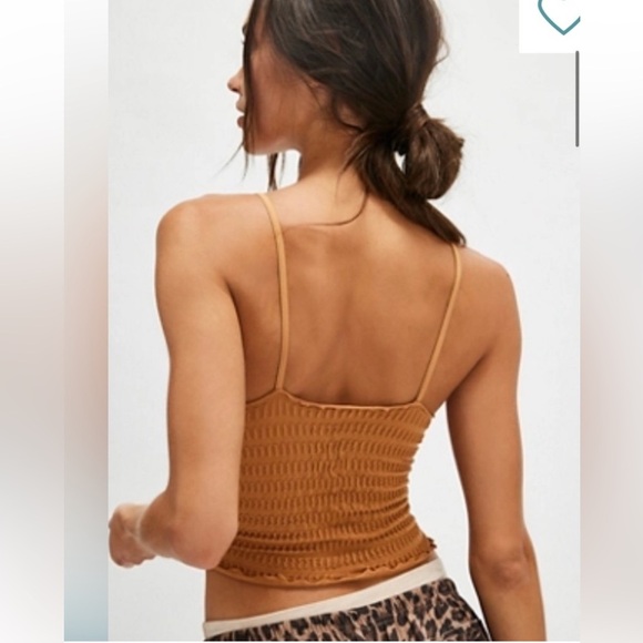 NEW Free People Pucker Up Seamless Cami Autumn Leaves Brown Tan Size XS/SM NWOT - Picture 2 of 8